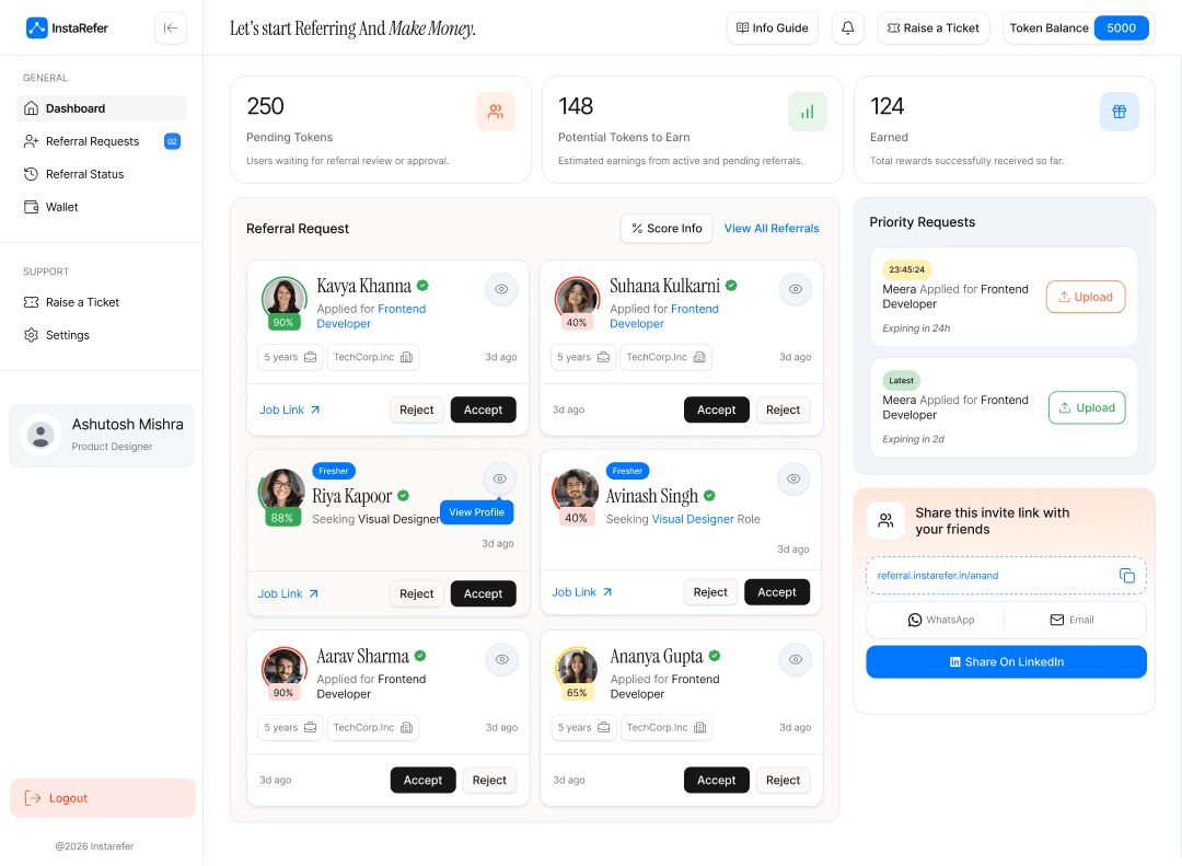 InstaRefer dashboard preview